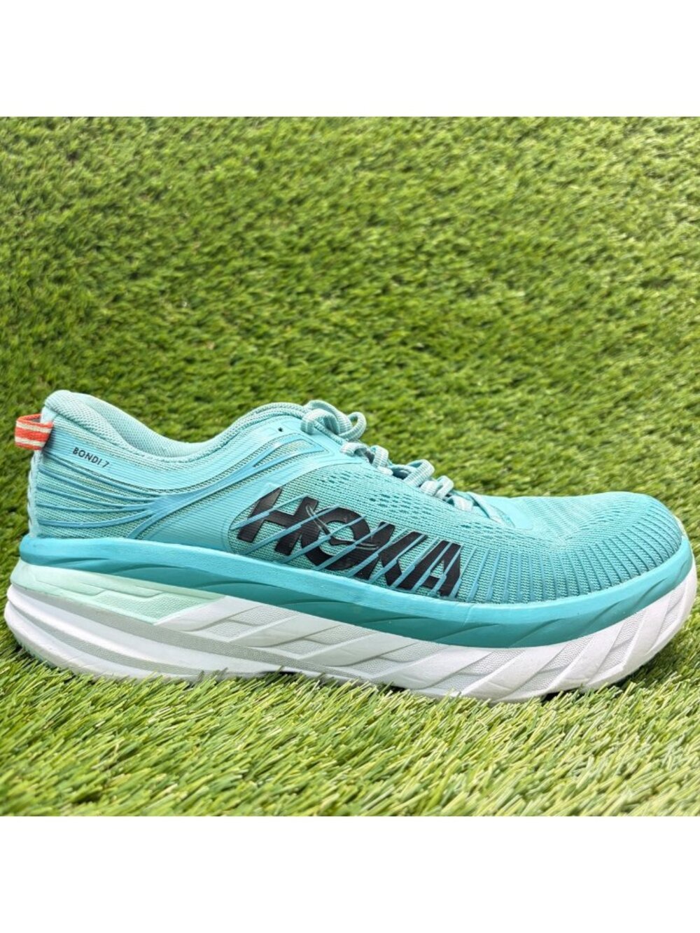Hoka One One Bondi 7 Womens Size 9.5 Blue Black Athletic Running Shoes Sneakers